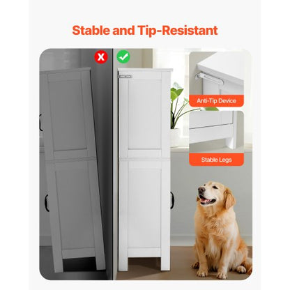 Badrumsskåp i trä, förvaringsorganisatör, justerbar hylla, vit |  EU