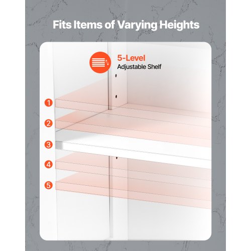 Badrumsskåp i trä, förvaring, 3 nivåer med justerbar hylla, vit |  EU