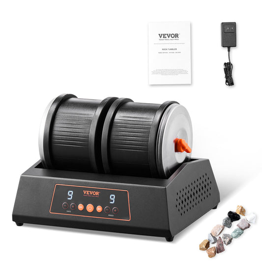 Rock Tumbler Machine 8 lbs Rock Polishing Kit 9-växlad 9-dagars timer Dubbla fat