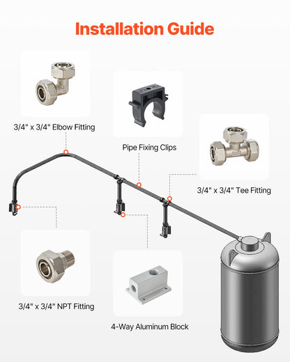 Air Compressor Line Kit 3/4'' x 200FT PU Air Compressor Line System Black