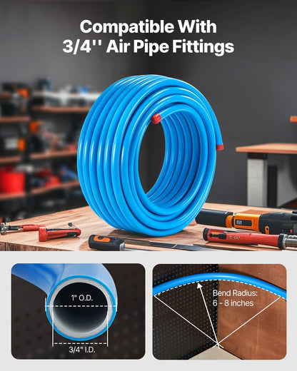 Air Compressor Line Kit 3/4'' x 100FT HDPE/Aluminum Air Piping System Blue