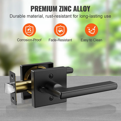 Privacy Door Handle 5 PCS Matte Black Square Door Lever Interior Turn Lever