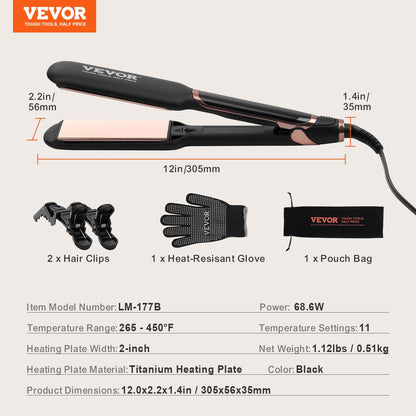 2-inch hair straightener with infrared technology and negative ion