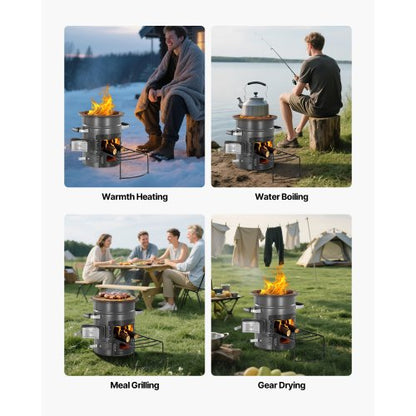 Camping Rocket Stove Wood-Fired Portable Rocket Stove with Double Door | EU