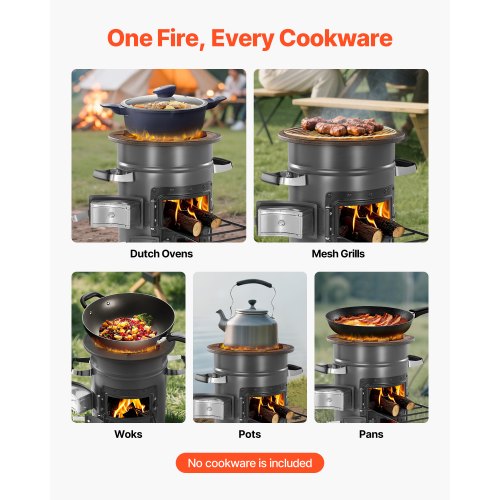 Camping Rocket Stove Wood-Fired Portable Rocket Stove with Double Door | EU