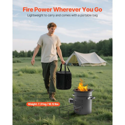 Camping Rocket Stove Wood-Fired Portable Rocket Stove with Double Door | EU