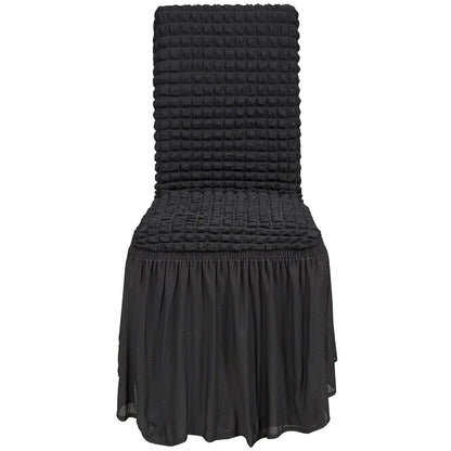 4 Stück schwarze Klappstuhlhussen aus elastischem Spandex, universell passender Stuhlbezug mit Rock, abnehmbare und waschbare Schutzhüllen, für Hochzeiten, Feiertage, Bankette, Partys, Feiern, Abendessen