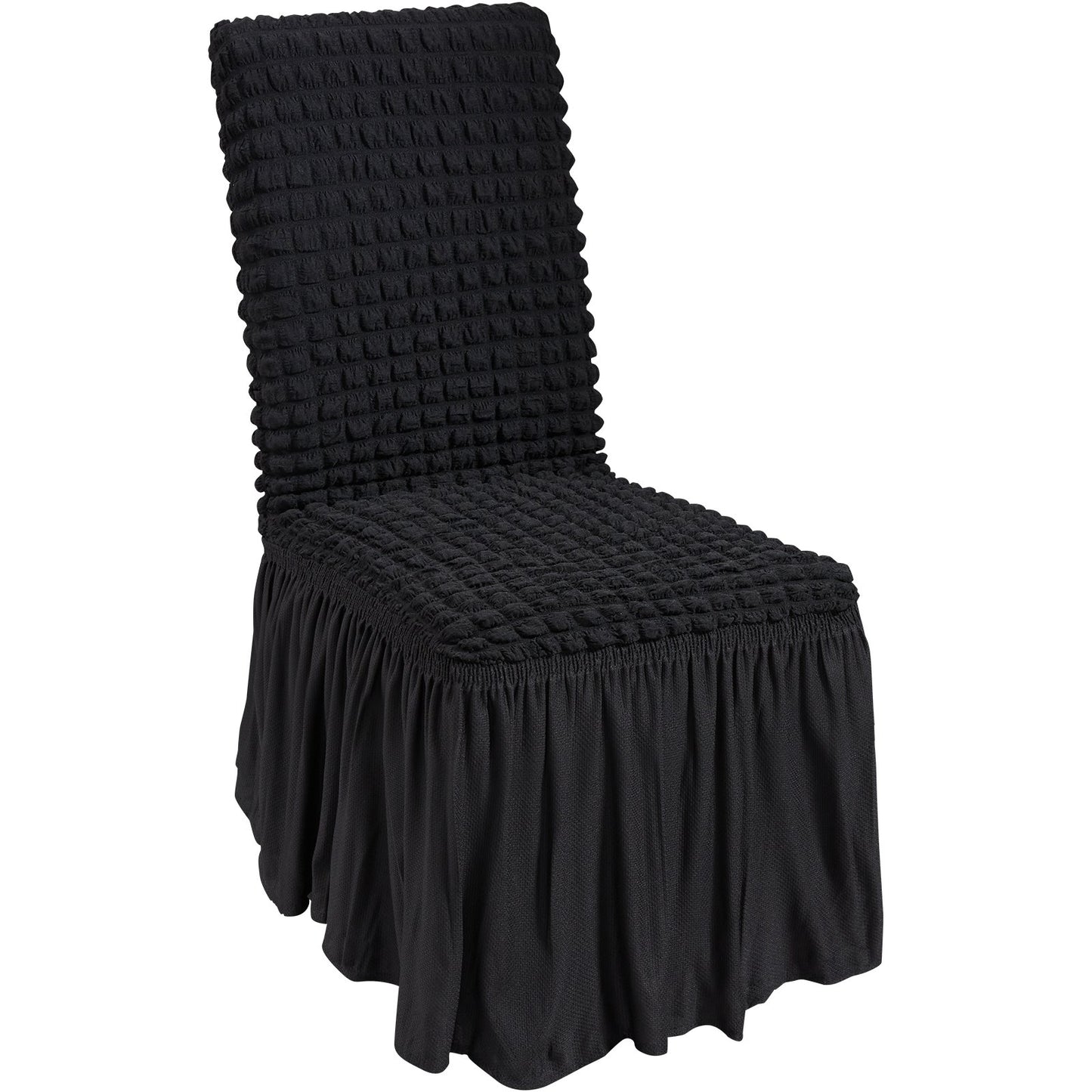 4 Stück schwarze Klappstuhlhussen aus elastischem Spandex, universell passender Stuhlbezug mit Rock, abnehmbare und waschbare Schutzhüllen, für Hochzeiten, Feiertage, Bankette, Partys, Feiern, Abendessen