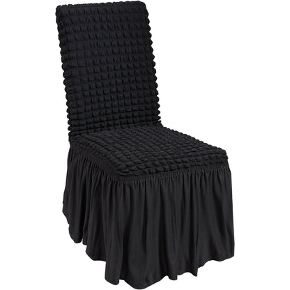 4 Stück schwarze Klappstuhlhussen aus elastischem Spandex, universell passender Stuhlbezug mit Rock, abnehmbare und waschbare Schutzhüllen, für Hochzeiten, Feiertage, Bankette, Partys, Feiern, Abendessen