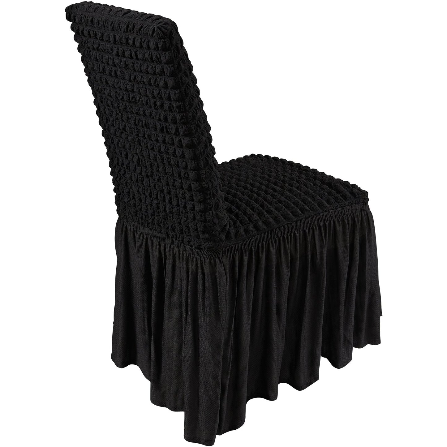 4 Stück schwarze Klappstuhlhussen aus elastischem Spandex, universell passender Stuhlbezug mit Rock, abnehmbare und waschbare Schutzhüllen, für Hochzeiten, Feiertage, Bankette, Partys, Feiern, Abendessen