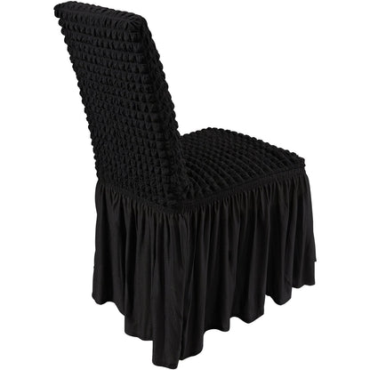 4 Stück schwarze Klappstuhlhussen aus elastischem Spandex, universell passender Stuhlbezug mit Rock, abnehmbare und waschbare Schutzhüllen, für Hochzeiten, Feiertage, Bankette, Partys, Feiern, Abendessen