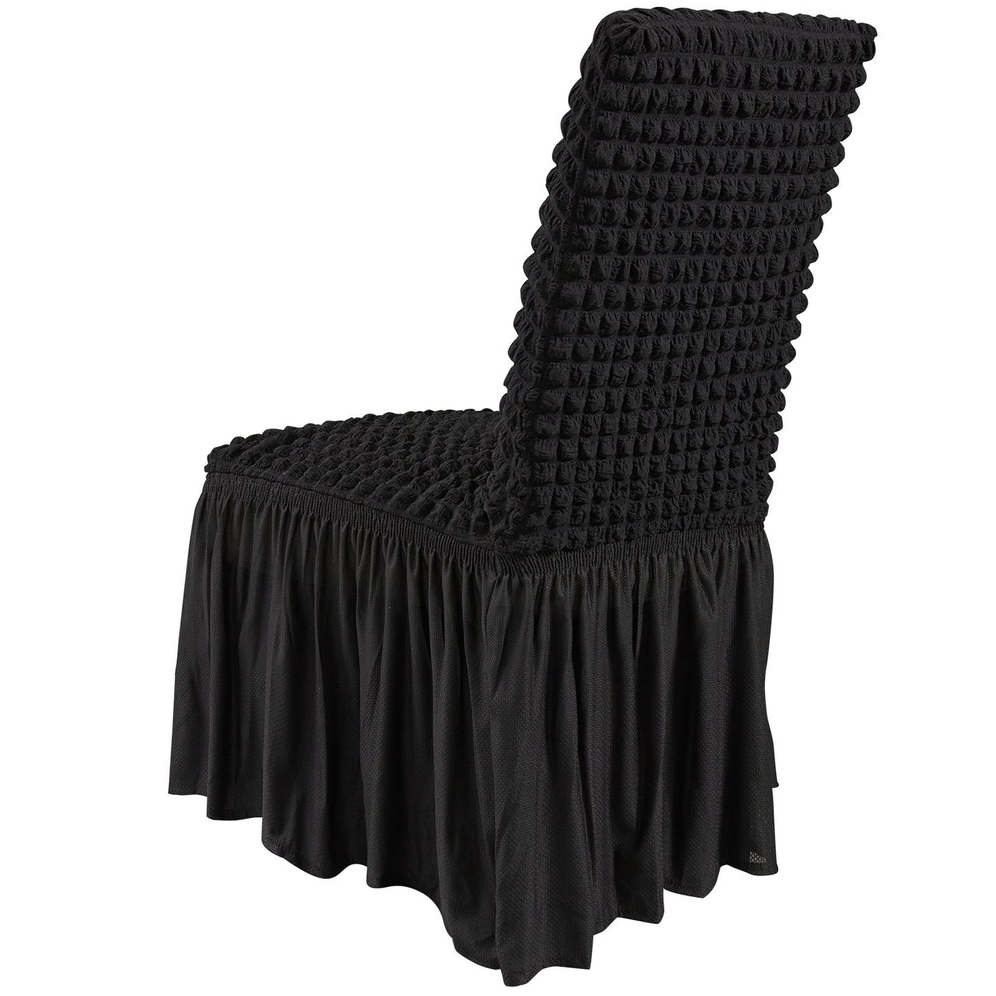 4 Stück schwarze Klappstuhlhussen aus elastischem Spandex, universell passender Stuhlbezug mit Rock, abnehmbare und waschbare Schutzhüllen, für Hochzeiten, Feiertage, Bankette, Partys, Feiern, Abendessen