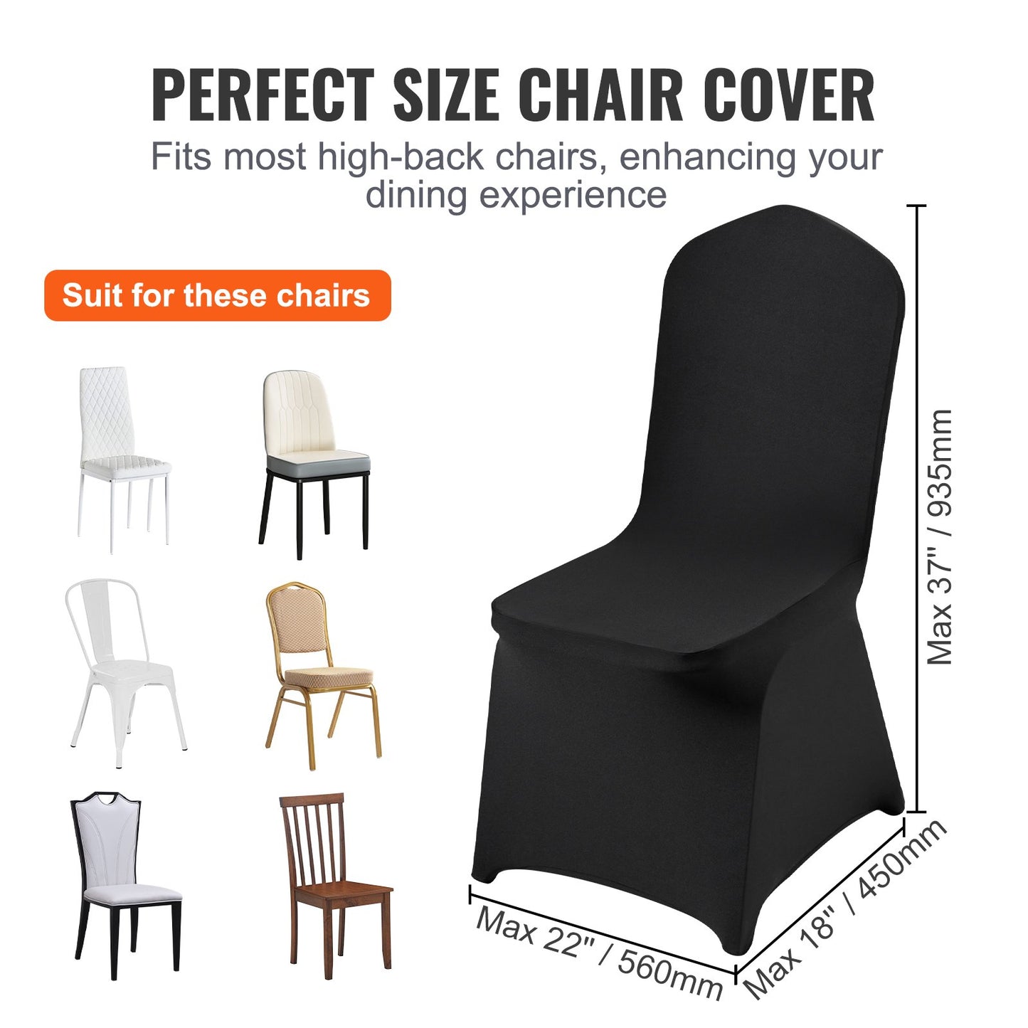 50PCS Black Stretch Spandex Folding Chair Covers, Universally Fitted Chair Covers, Removable Washable Protective Covers, for Wedding, Holiday, Banquet, Party, Celebration