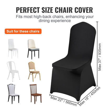 50PCS Black Stretch Spandex Folding Chair Covers, Universally Fitted Chair Covers, Removable Washable Protective Covers, for Wedding, Holiday, Banquet, Party, Celebration
