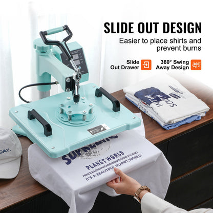 Heat Press Machine 12x15 i 5 i 1 med 30oz Tumbler Press T-shirts Grön