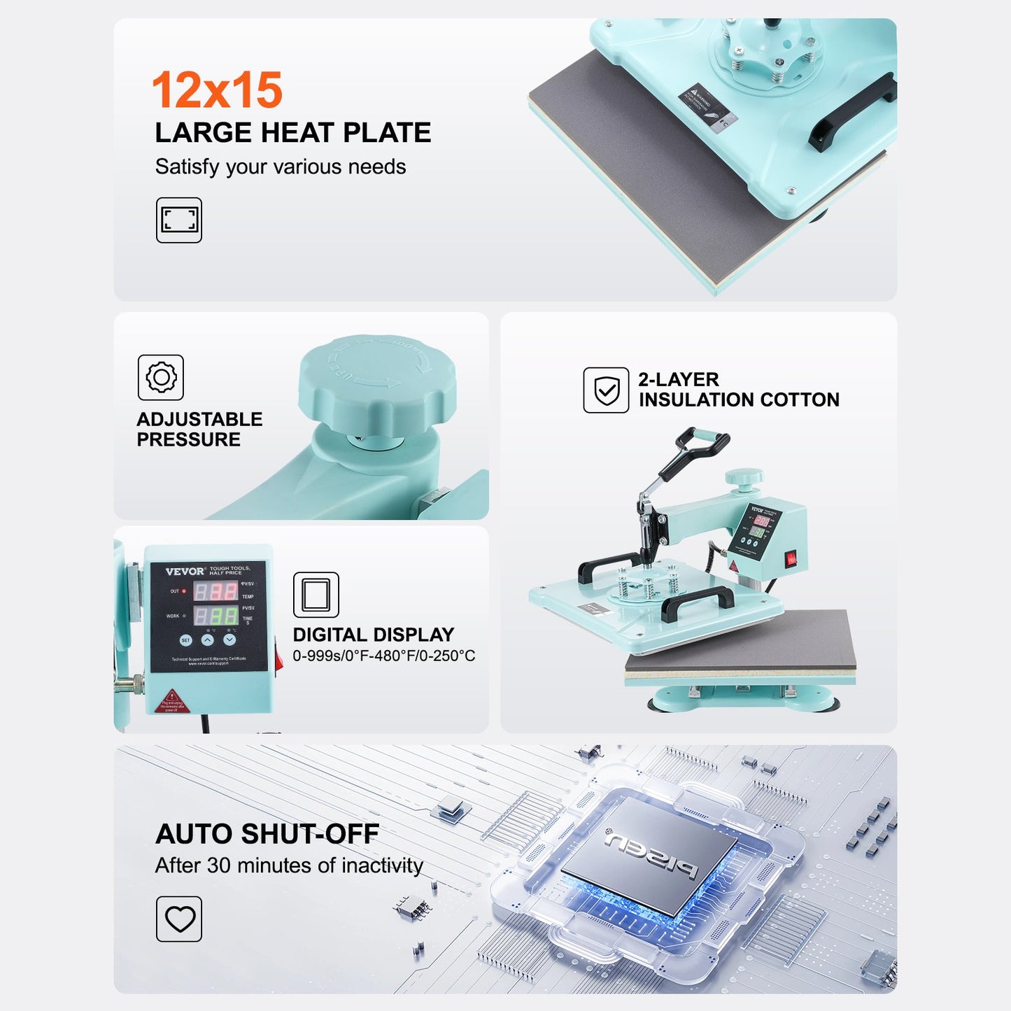 Heat Press Machine 12x15 i 5 i 1 med 30oz Tumbler Press T-shirts Grön