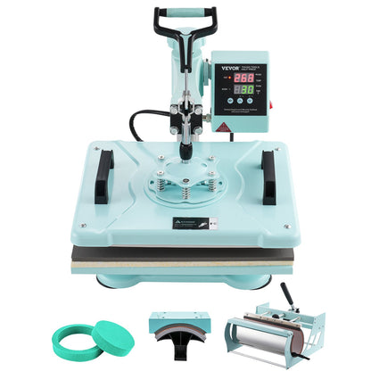 Heat Press Machine 12x15 i 5 i 1 med 30oz Tumbler Press T-shirts Grön