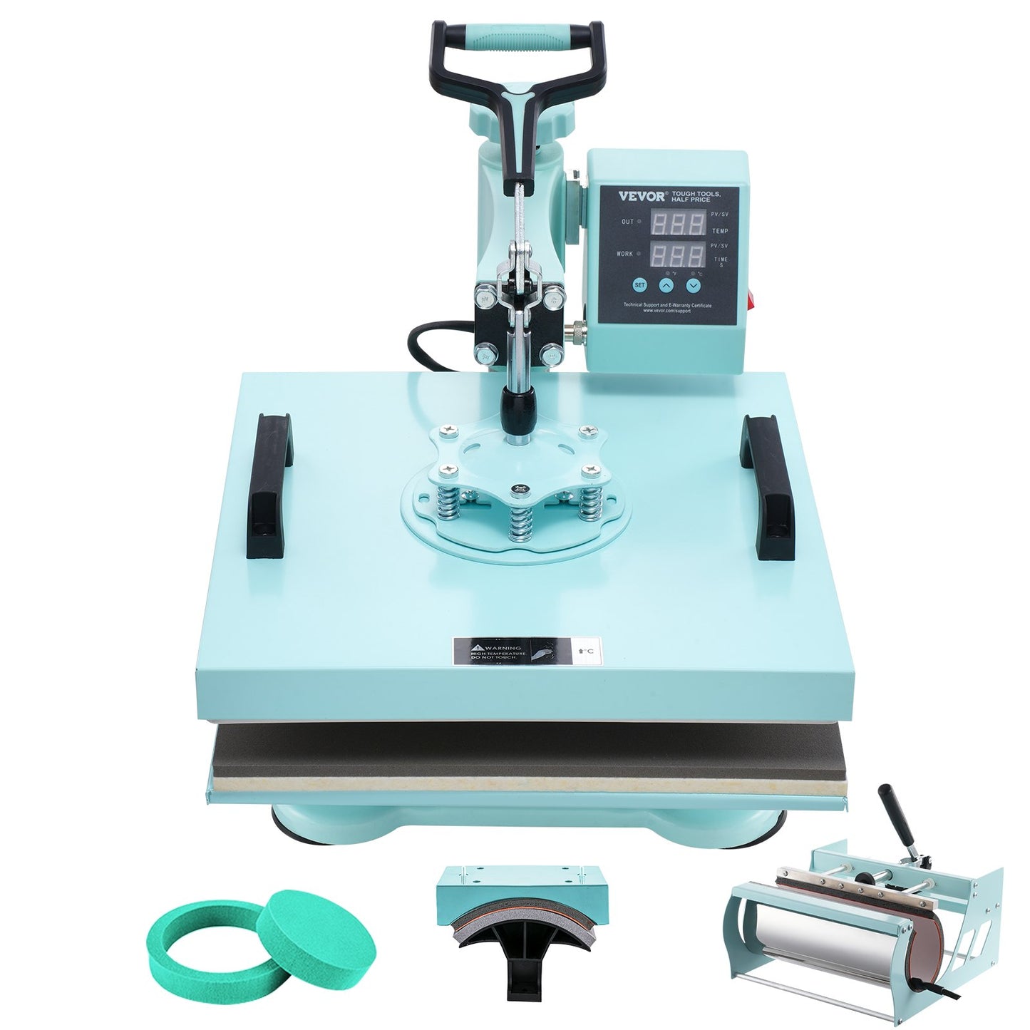 Heat Press Machine 15x15 i 5 i 1 med 30oz Tumbler Press T-shirts Grön