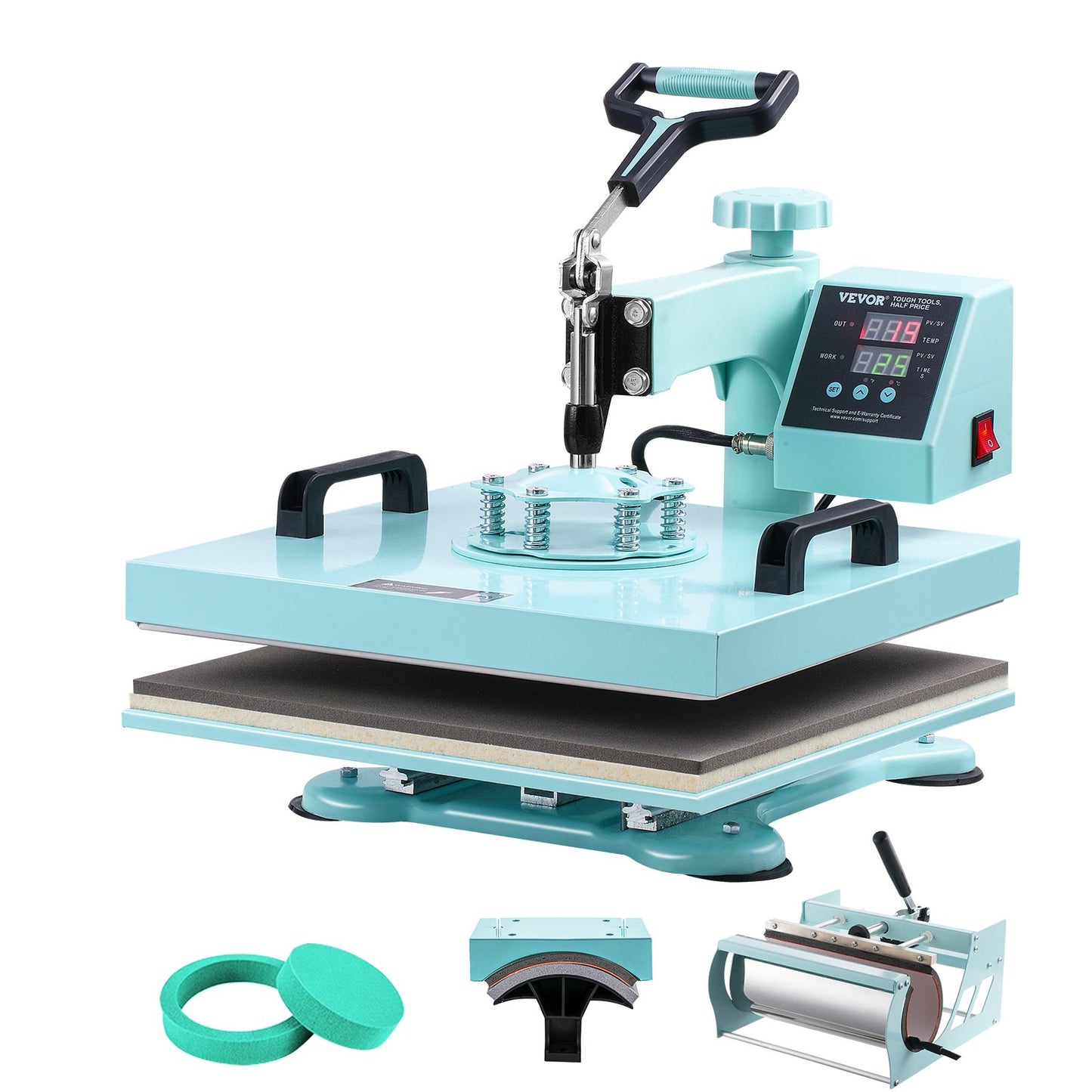 Heat Press Machine 15x15 i 5 i 1 med 30oz Tumbler Press T-shirts Grön