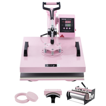 Heat Press Machine 15x15 i 5 i 1 med 30oz Tumbler Press T-shirts Rosa