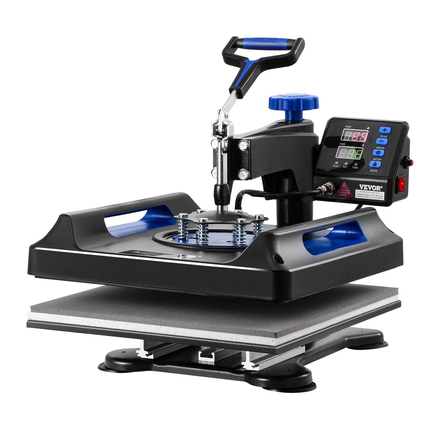 5 in 1 Heat Press Machine 15x15 in 30oz Tumbler Press T-shirts Svart+Blå