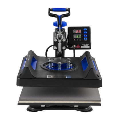 5 in 1 Heat Press Machine 15x15 in 30oz Tumbler Press T-shirts Svart+Blå