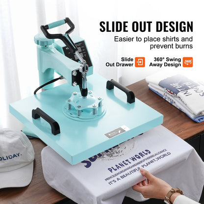 Heat Press Machine 15x15 i 8 i 1 med 30oz Tumbler Press T-shirts Grön