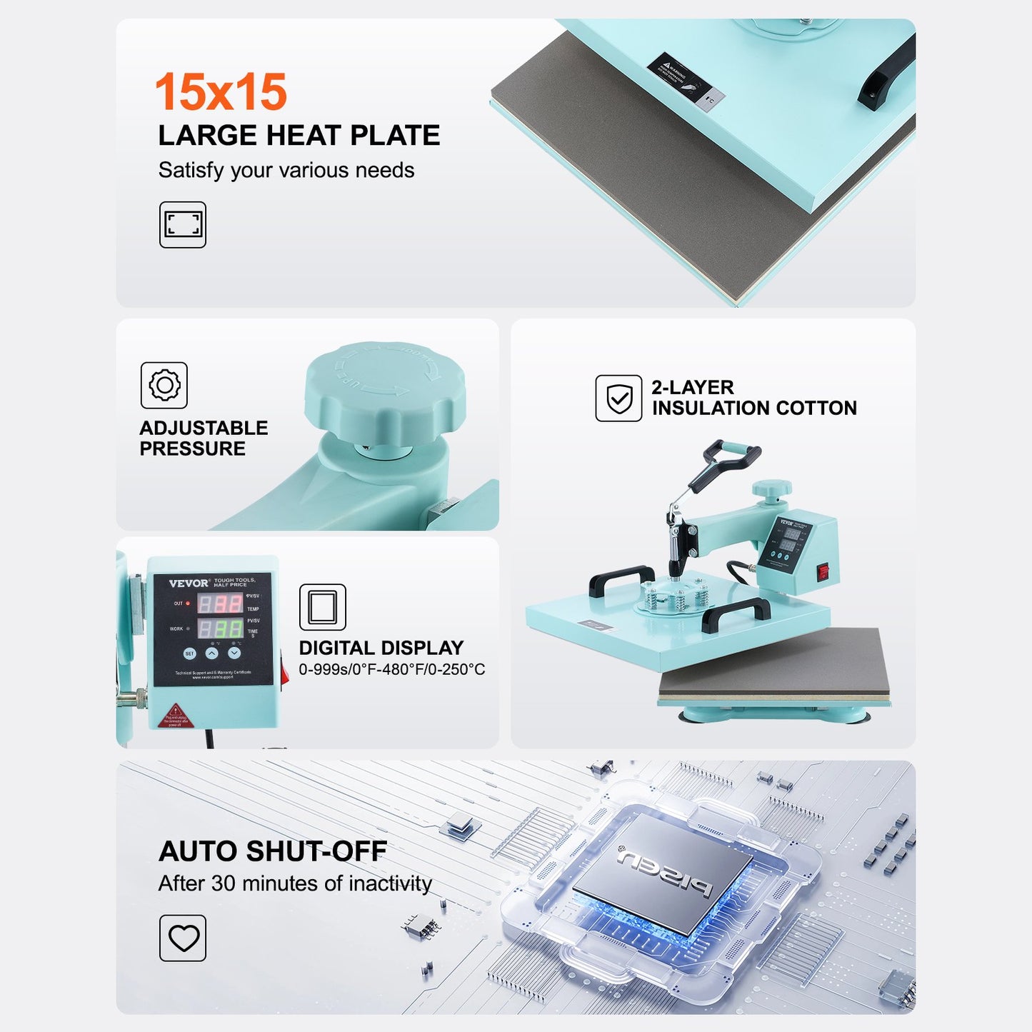Heat Press Machine 15x15 i 8 i 1 med 30oz Tumbler Press T-shirts Grön