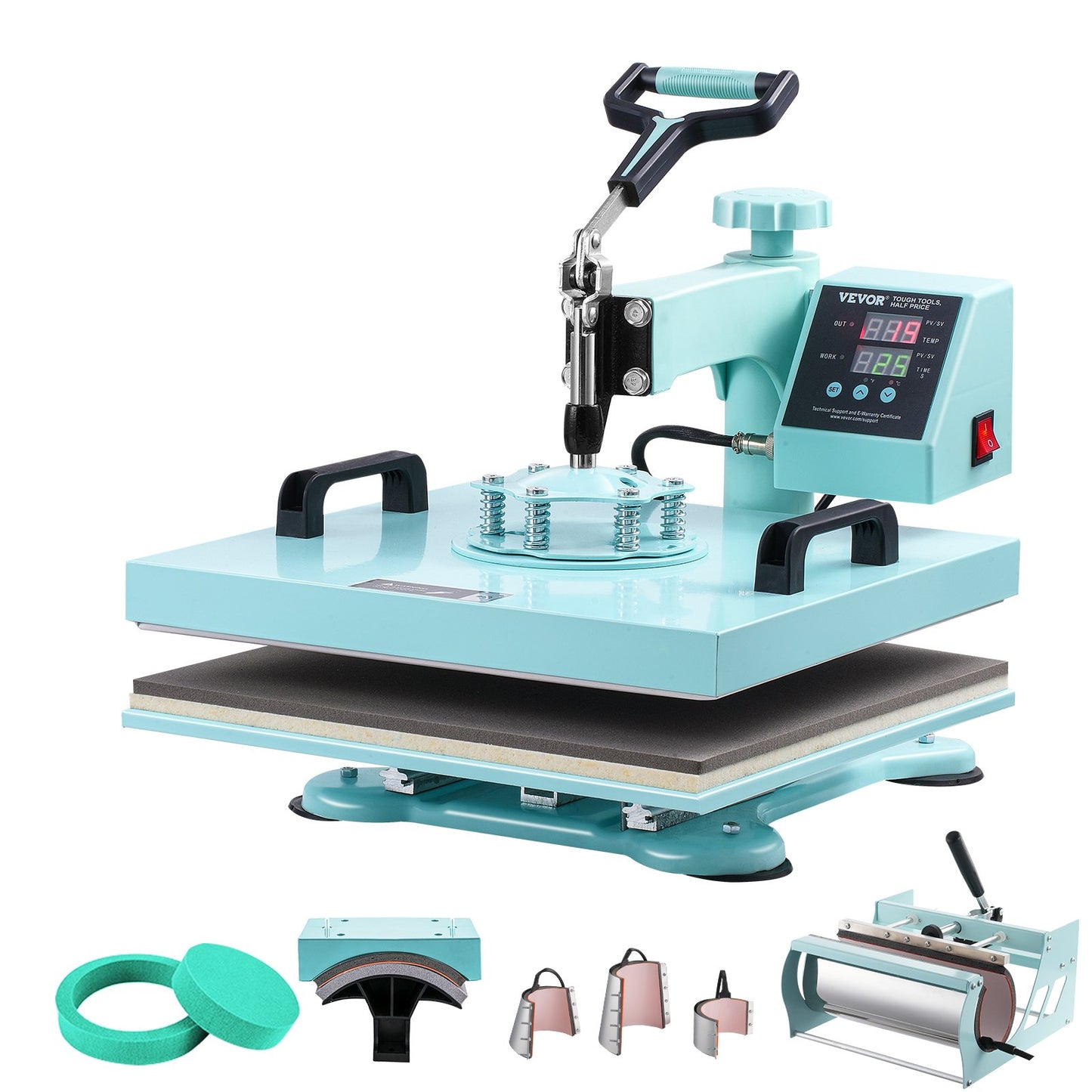 Heat Press Machine 15x15 i 8 i 1 med 30oz Tumbler Press T-shirts Grön