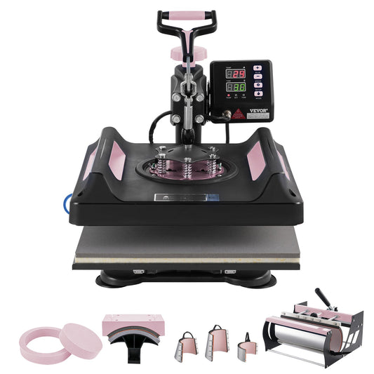 8 in 1 Heat Press Machine 15x15 in 30oz Tumbler Press T-shirts Svart