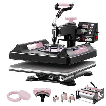 8 in 1 Heat Press Machine 15x15 in 30oz Tumbler Press T-shirts Svart