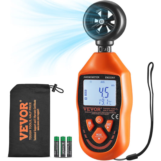 Handhållen anemometer, 14℉-113℉, Digital vindhastighetsmätare med LED-bakgrundsbelysningsskärm, Mäter vindhastighet Vindtemperatur Luftflöde Vindavkylning, för segling Surfing Drone Flygande HVAC