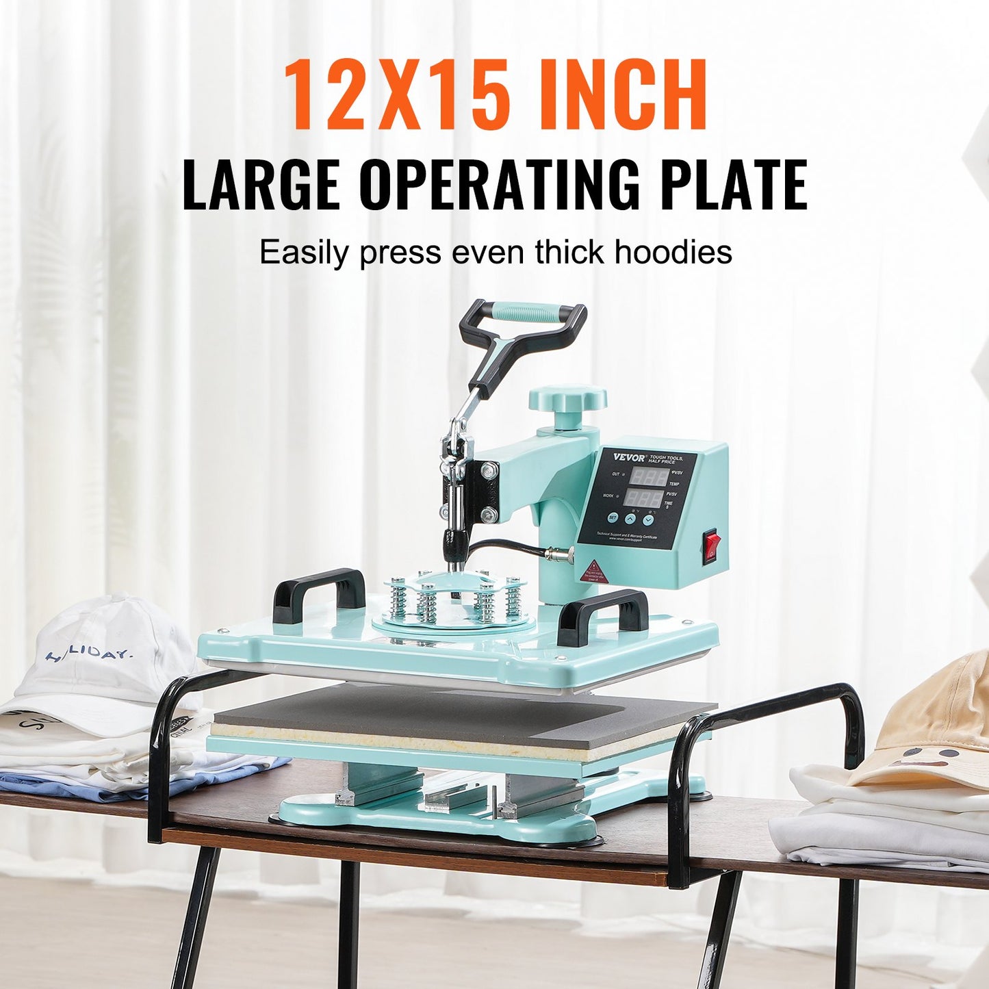 Heat Press Machine 12x15 in 2 in 1 Heat Transfer Machine for T-Shirts Hats