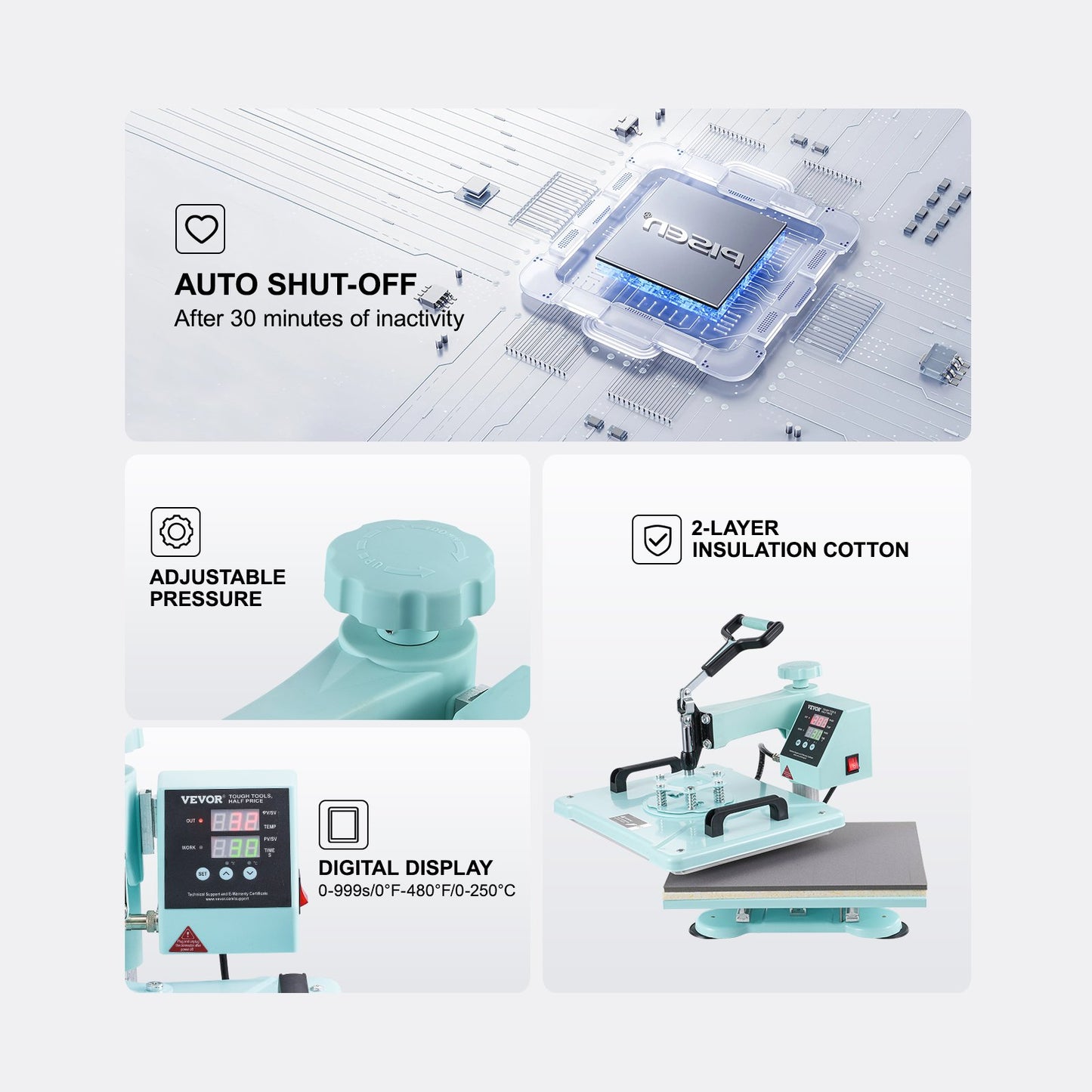 Heat Press Machine 12x15 in 2 in 1 Heat Transfer Machine for T-Shirts Hats