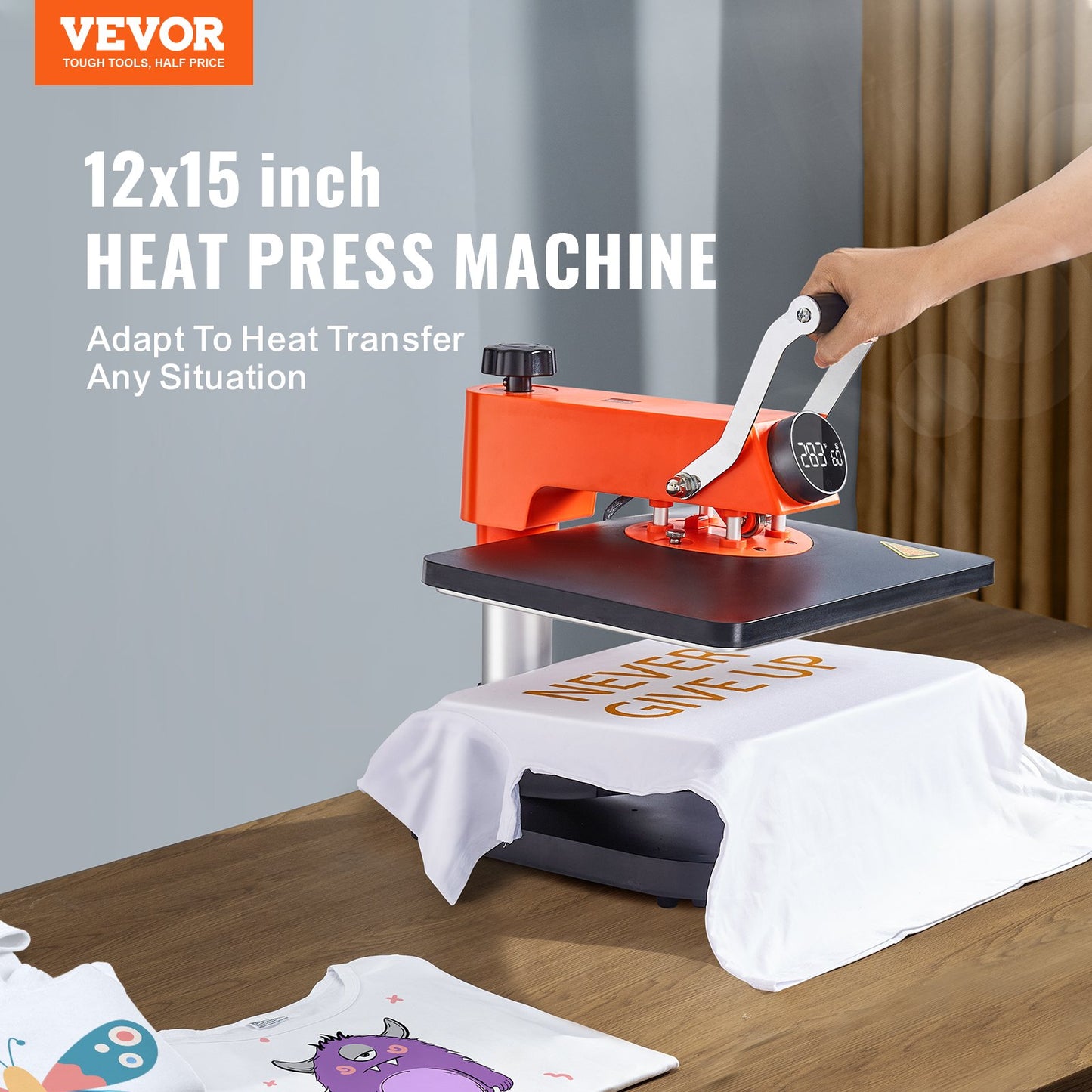 Heat Press Machine 12x15in 6in1 Sublimation Transfer T-shirt tallrik Mugg Cup