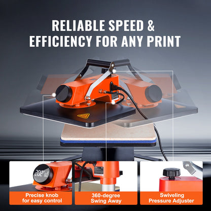 Heat Press Machine 12x15in 6in1 Sublimation Transfer T-shirt tallrik Mugg Cup