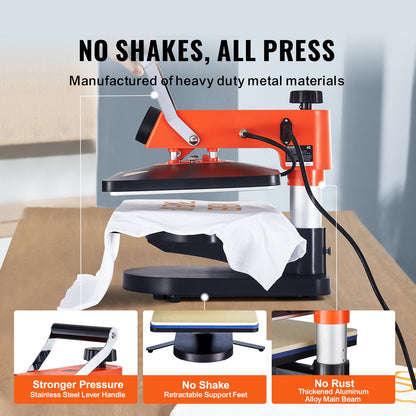 Heat Press Machine 12x15in 6in1 Sublimation Transfer T-shirt tallrik Mugg Cup