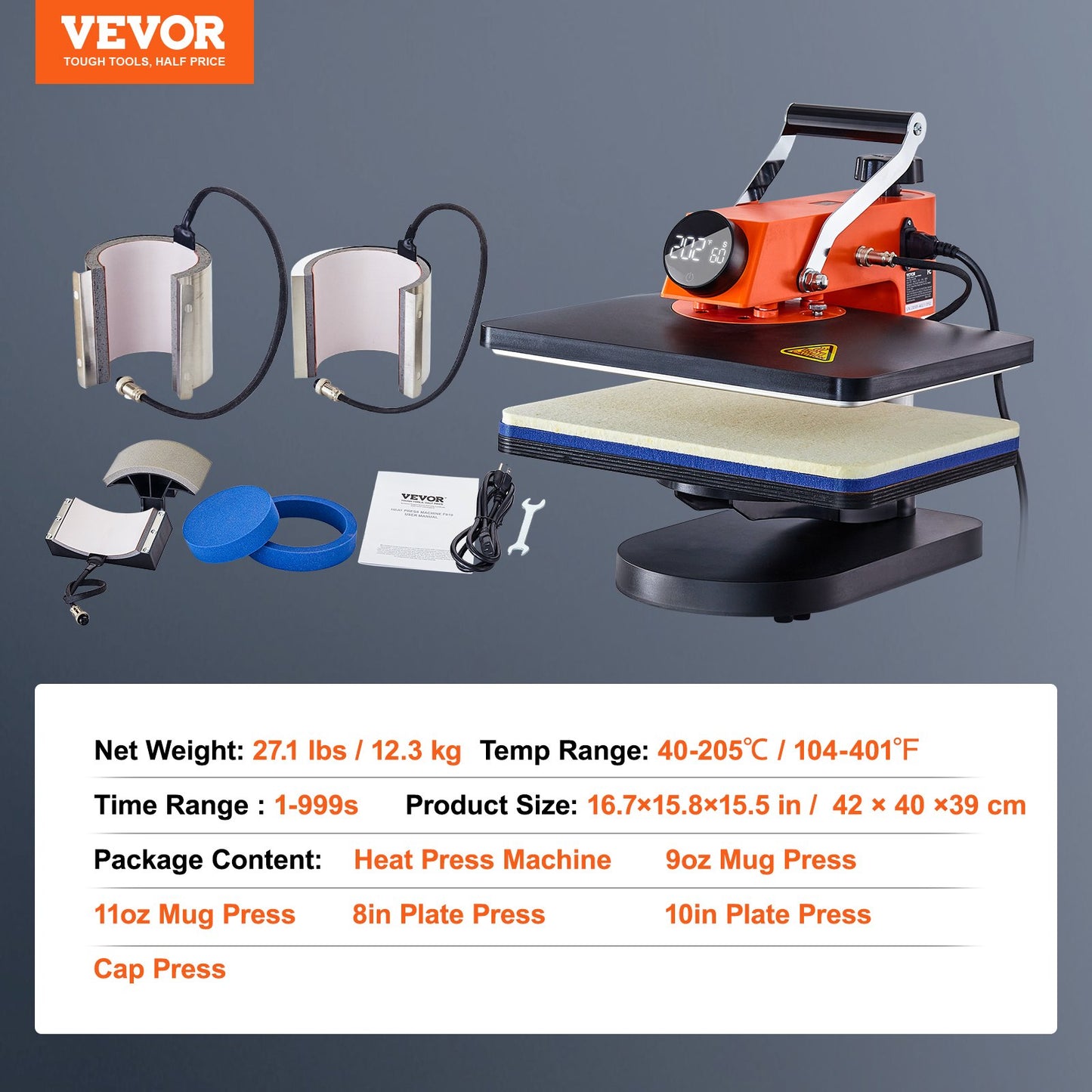 Heat Press Machine 12x15in 6in1 Sublimation Transfer T-shirt tallrik Mugg Cup