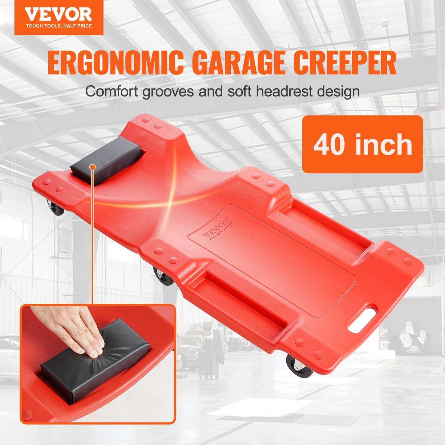 40 i Mechanic Plastic Creeper Automotive Rolling Garage 350 lbs HDPE
