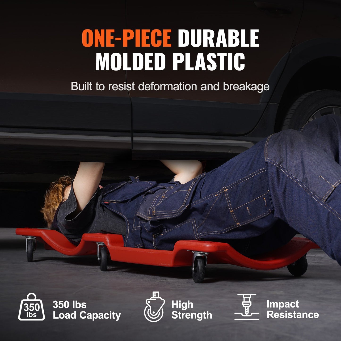 40 i Mechanic Plastic Creeper Automotive Rolling Garage 350 lbs HDPE