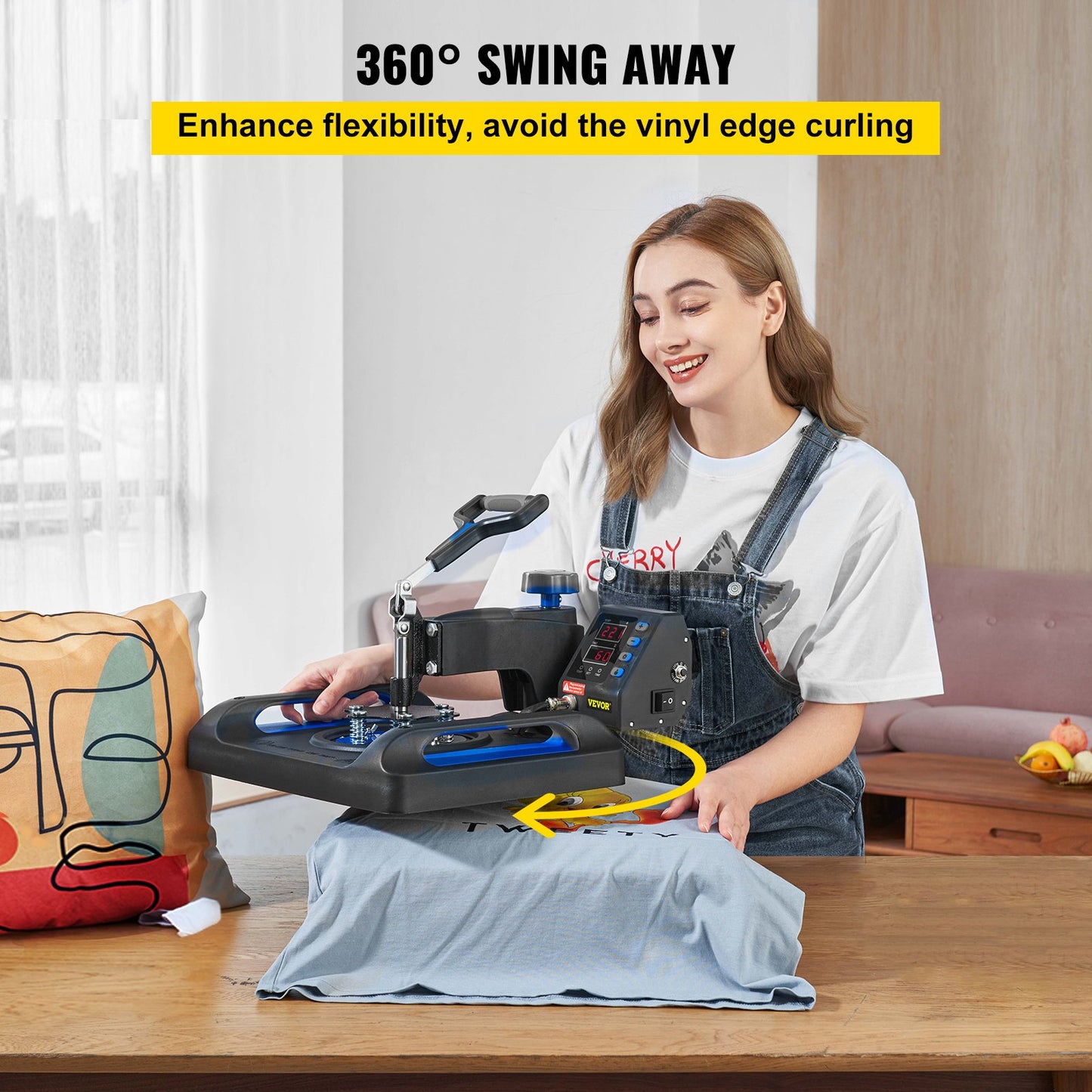 Wärmepresse, 30,5 x 38,1 cm, schnelles Aufheizen, 360°-Schwenk-Digital-Sublimationsdrucker für T-Shirt-Vinyl-Transfer, Segeltuchtaschen, Kissen, Banner, Blau