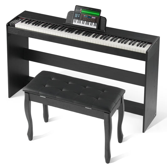 88-tangenter Helviktad digitalpiano Dubbelklaviaturläge Skåpfäste Bänk