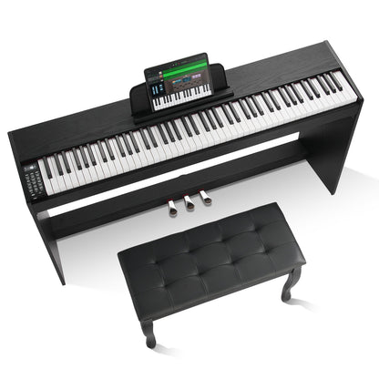 88-tangenter Helviktad digitalpiano Dubbelklaviaturläge Skåpfäste Bänk