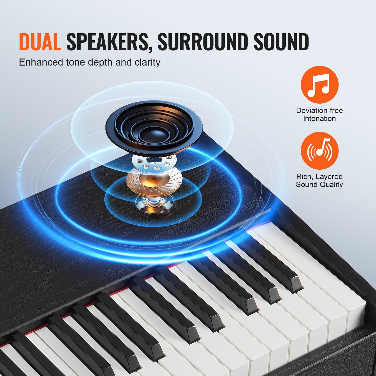 88-tangenter Helviktad digitalpiano Dubbelklaviatur Enkelt skåpsfäste