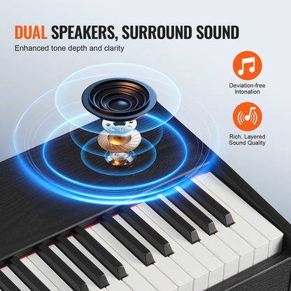 88-tangenter Helviktad digitalpiano Dubbelklaviatur Enkelt skåpsfäste