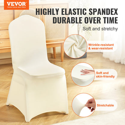 30PCS Ivory White Stretch Spandex Folding Chair Covers, Universally Fitted Chair Covers, Removable Washable Protective Covers, for Wedding, Holiday, Banquet, Party, Celebration, Dinner