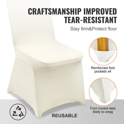 30PCS Ivory White Stretch Spandex Folding Chair Covers, Universally Fitted Chair Covers, Removable Washable Protective Covers, for Wedding, Holiday, Banquet, Party, Celebration, Dinner
