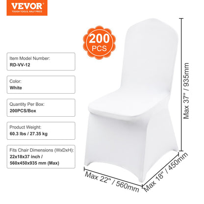200 Stück weiße Klappstuhlhussen aus Stretch-Spandex, universell passende Stuhlhussen, abnehmbare und waschbare Schutzhüllen, für Hochzeiten, Feiertage, Bankette, Partys und Feiern