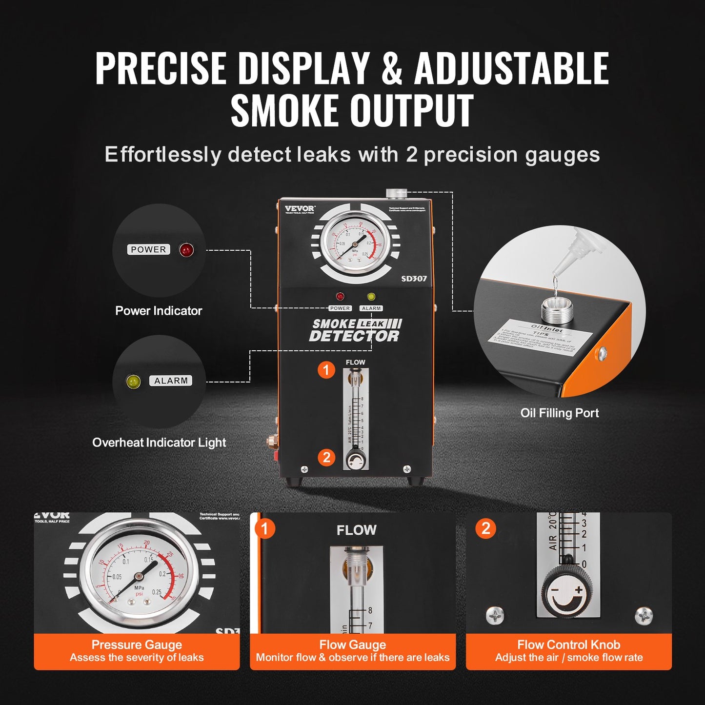 Automotive Smoke Machine Läckagedetektor EVAP Läckagetestare Inbyggd luftpump