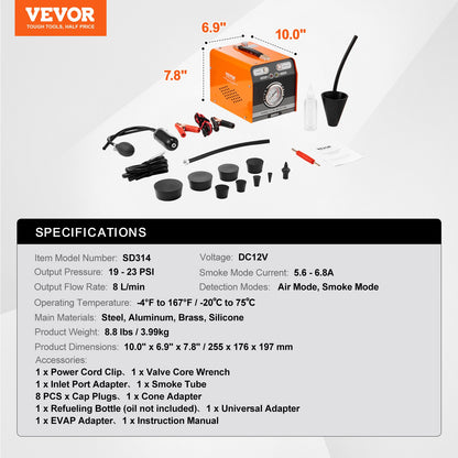 Automotive Smoke Machine Läckagedetektor EVAP Vakuum Diagnostic Leak Tester